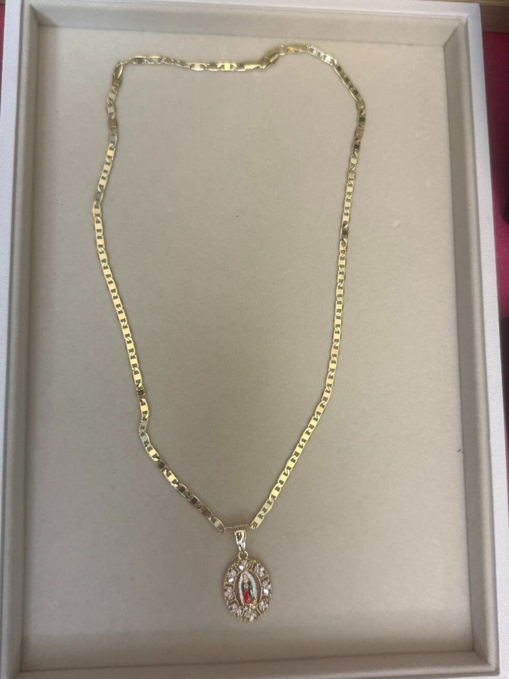 Gold Filled Guadalupe Pendant Necklace | Floral Zirconia | Valentino Chain